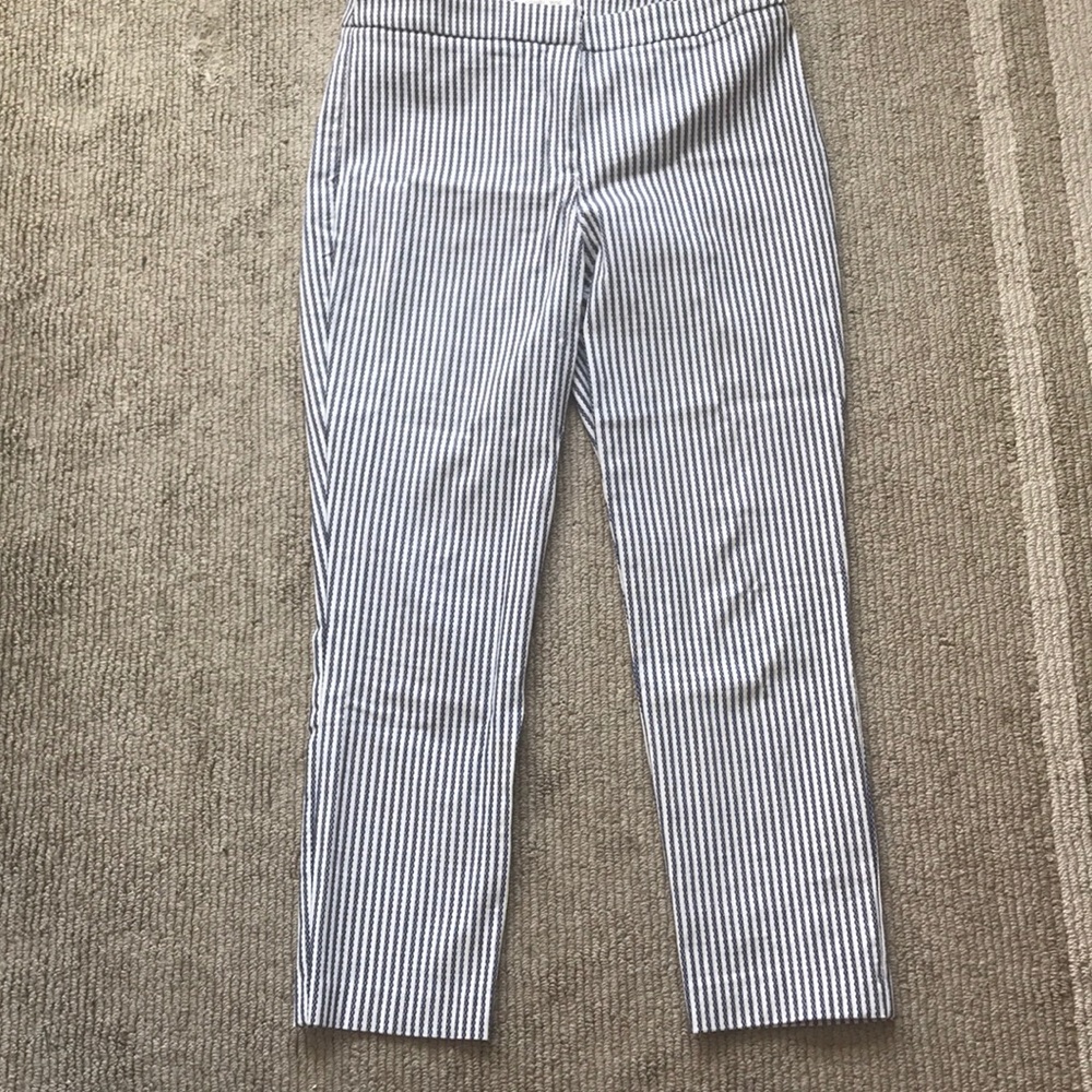 Blue and white striped pants